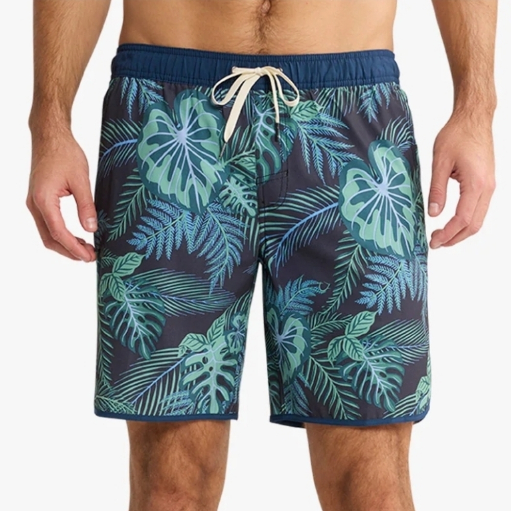 Fair Harbor The Anchor Swim Trunks Size XL In Navy Evergreen Lined 8" Inseam